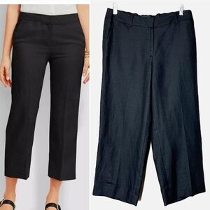 Talbots 100% linen cropped pants 6 petite short solid black straight leg office